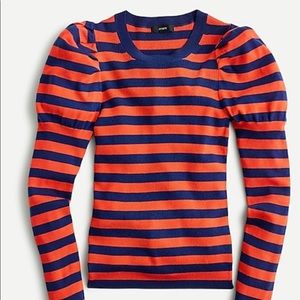 J.Crew Puff Sleeve Stripe Sweater